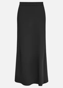 Yumi Black Satin Midi Skirt
