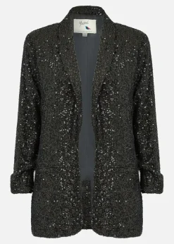 Yumi Black Sequin Blazer With Pockets
