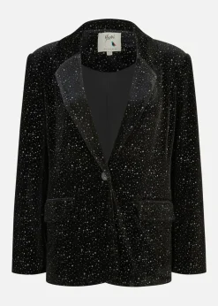 Yumi Black Velvet Sparkle Oversize Blazer