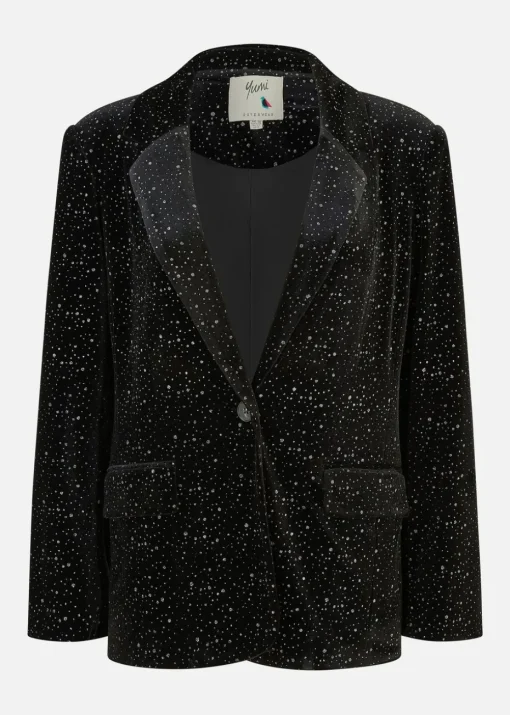 Yumi Black Velvet Sparkle Oversize Blazer