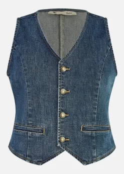 Yumi Blue Denim Stretch Waistcoat
