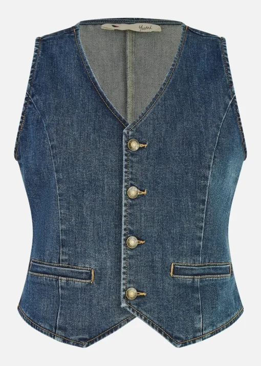 Yumi Blue Denim Stretch Waistcoat