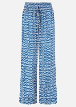 Yumi Blue Geo Print Relaxed Fit Trousers