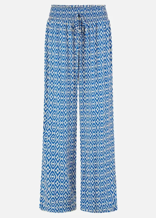 Yumi Blue Geo Print Relaxed Fit Trousers