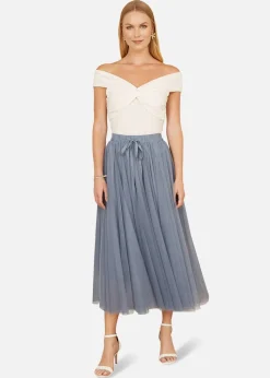 Yumi Blue Mesh Tulle Skirt