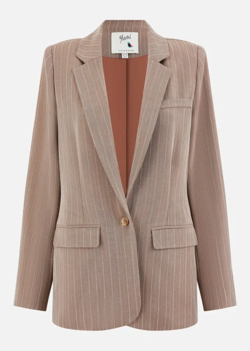 Yumi Brown Pinstripe Blazer