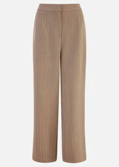 Yumi Brown Pinstripe Wide Leg Trousers