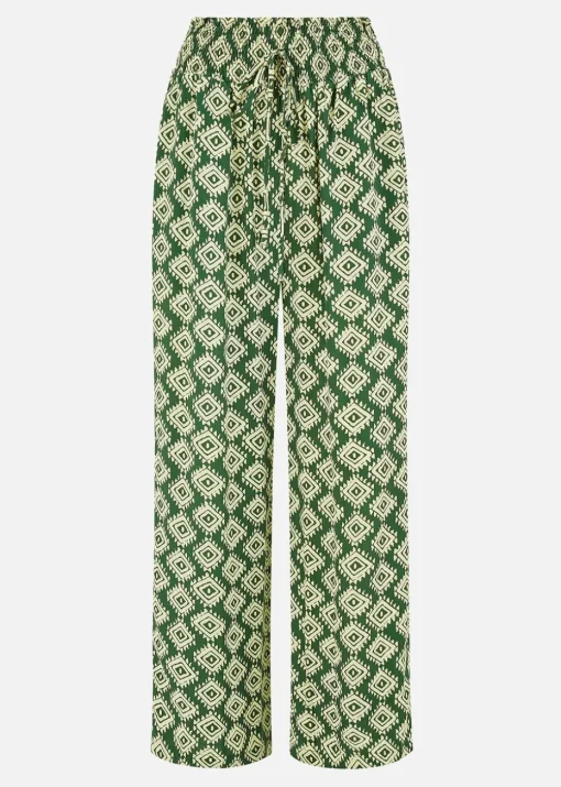 Yumi Green Geo Print Relaxed Fit Trousers