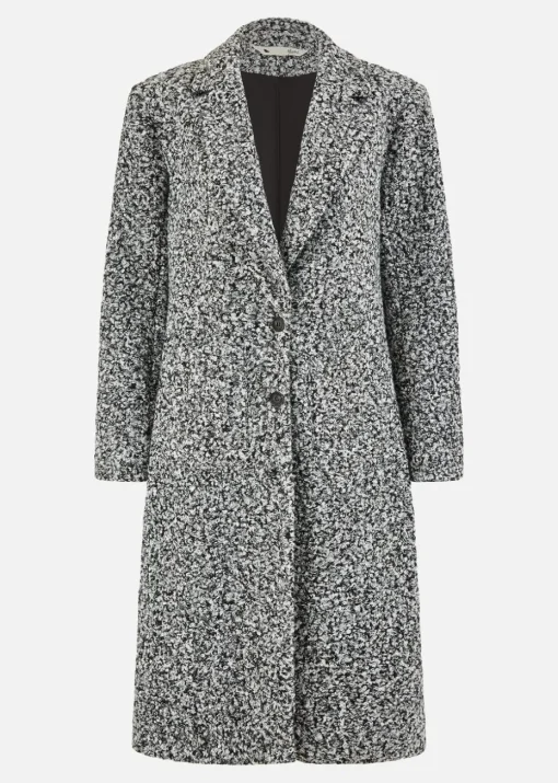 Yumi Grey Boucle Long Line Coat