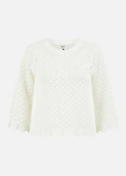 Yumi Ivory Crochet Knitted Stop With Scallop Edge
