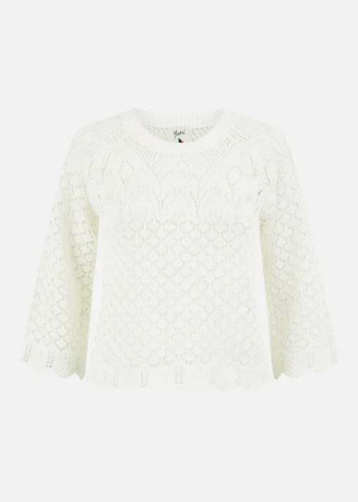 Yumi Ivory Crochet Knitted Stop With Scallop Edge
