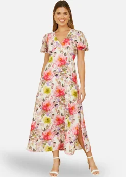 Yumi Ivory Floral Midi Dress