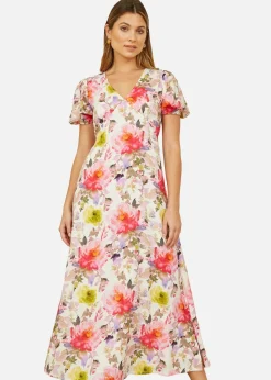 Yumi Ivory Floral Midi Dress