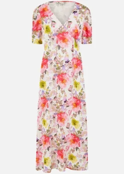 Yumi Ivory Floral Midi Dress