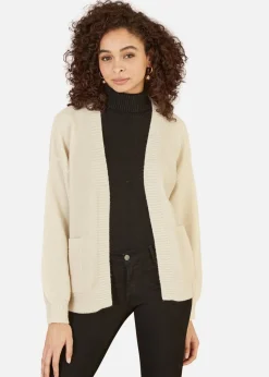 Yumi Ivory Metallic Slouchy Cardigan With Pockets