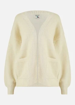 Yumi Ivory Metallic Slouchy Cardigan With Pockets