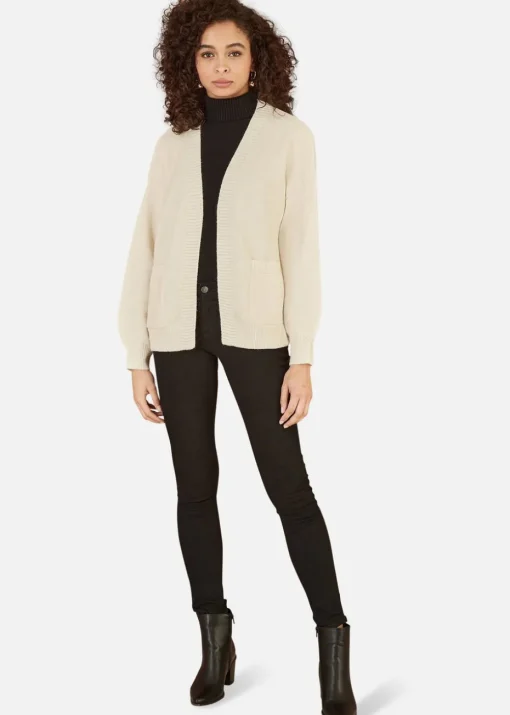 Yumi Ivory Metallic Slouchy Cardigan With Pockets