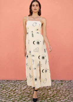 Yumi Ivory Mystic Print Midi Sundress