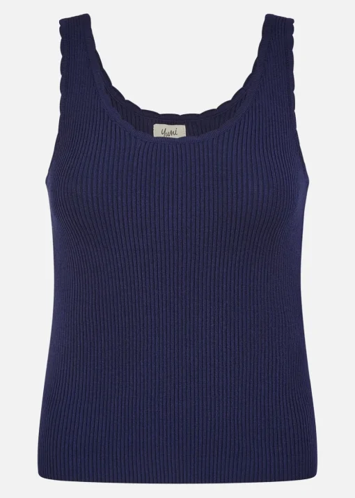 Yumi Navy Fine Knit Vest Top