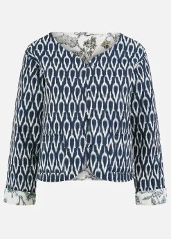 Yumi Navy Ikat Reversible Cotton Quilted Jacket