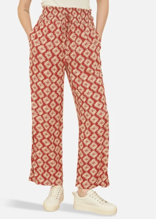 Yumi Red Geo Print Relaxed Fit Trousers