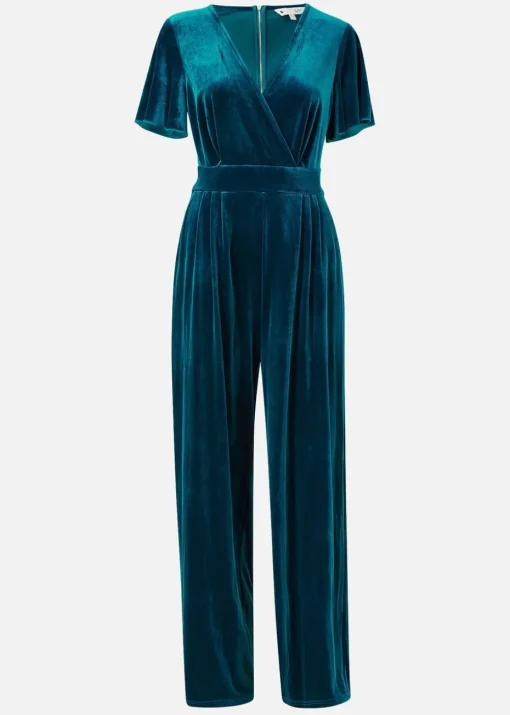 Yumi Teal Jumpsuit With Angel Sleeves