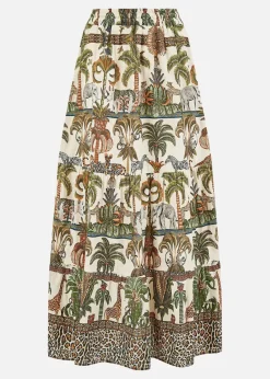 Yumi White Cotton Voile Safari Midi Skirt