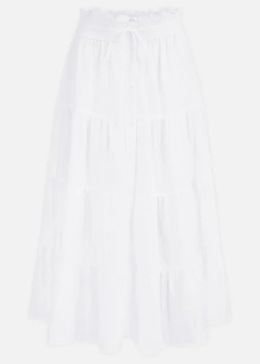 Yumi White Midi Boho Skirt